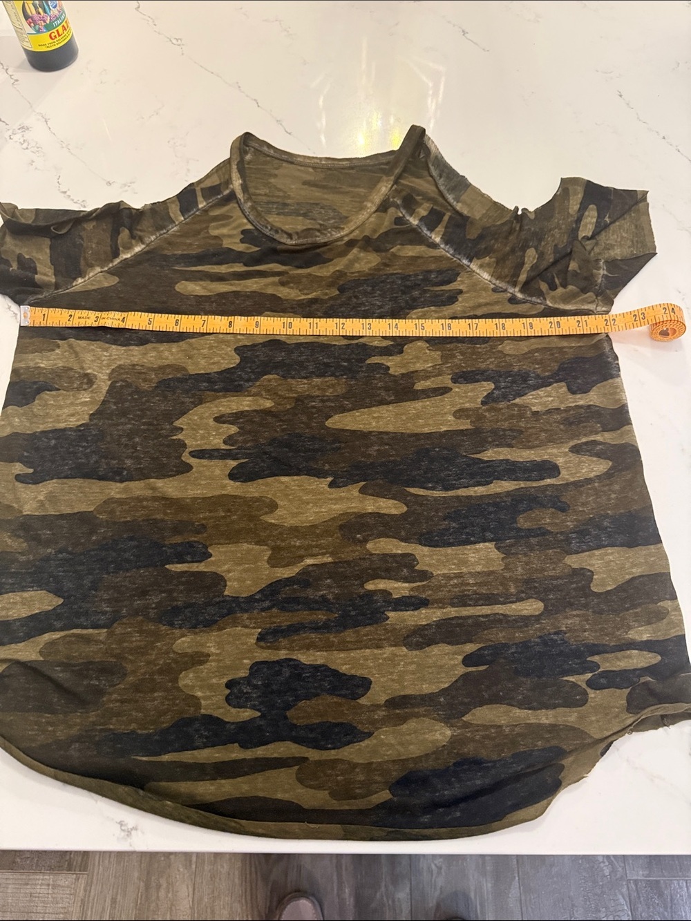 Lucky Brand Camo Cold-Shoulder Tunic Top - Olive & Black size XL - Picture 5 of 5